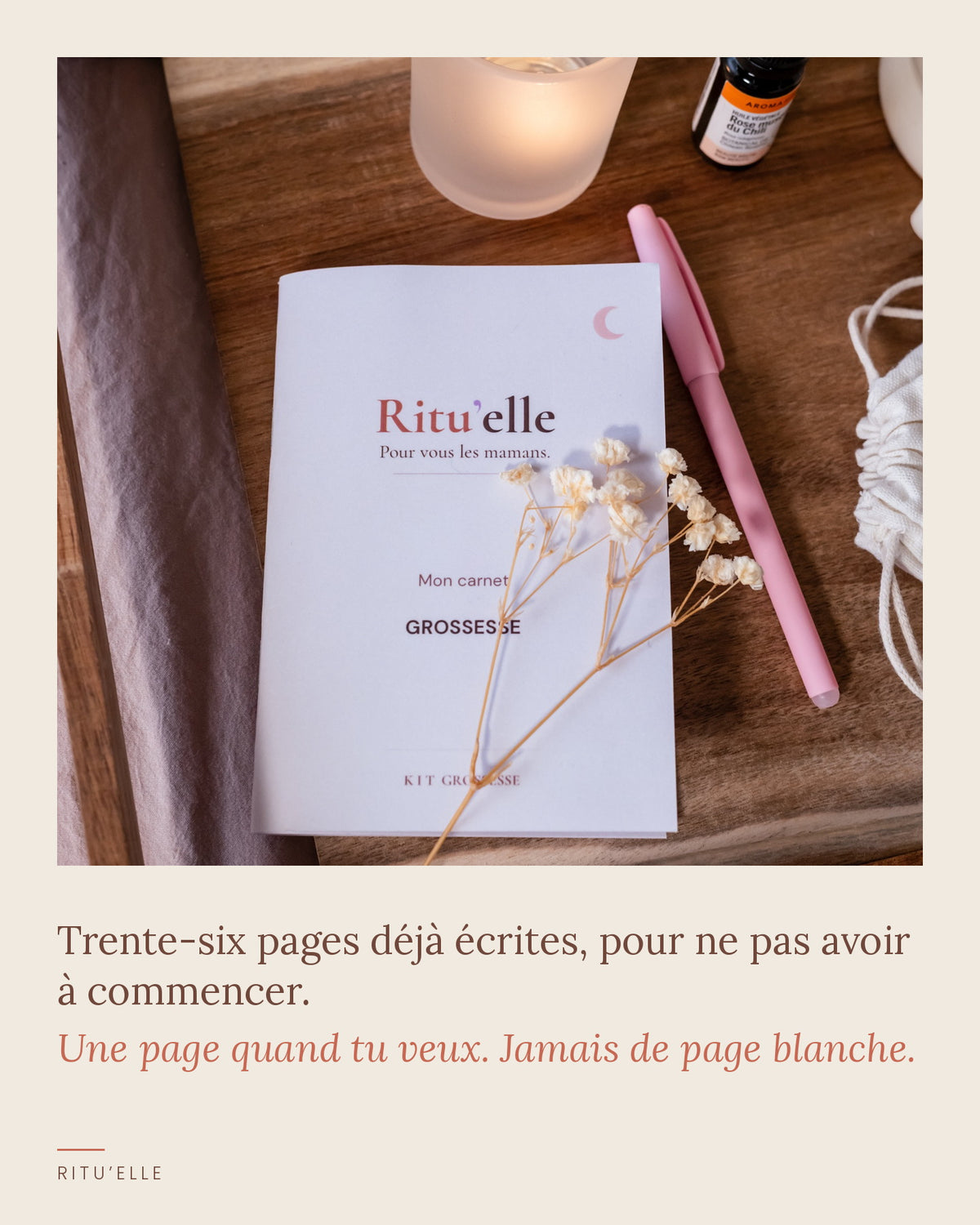 Carnet grossesse Ritu'elle et sa branche de gypsophile