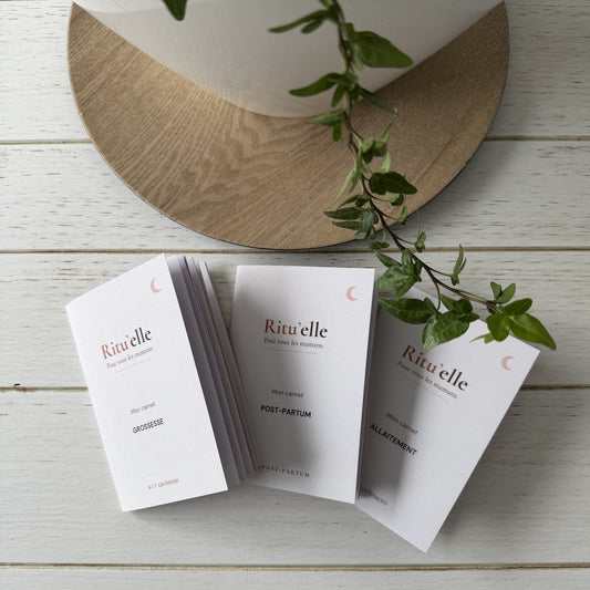 Les trois carnets Ritu'elle du Parcours complet : grossesse, allaitement, post-partum