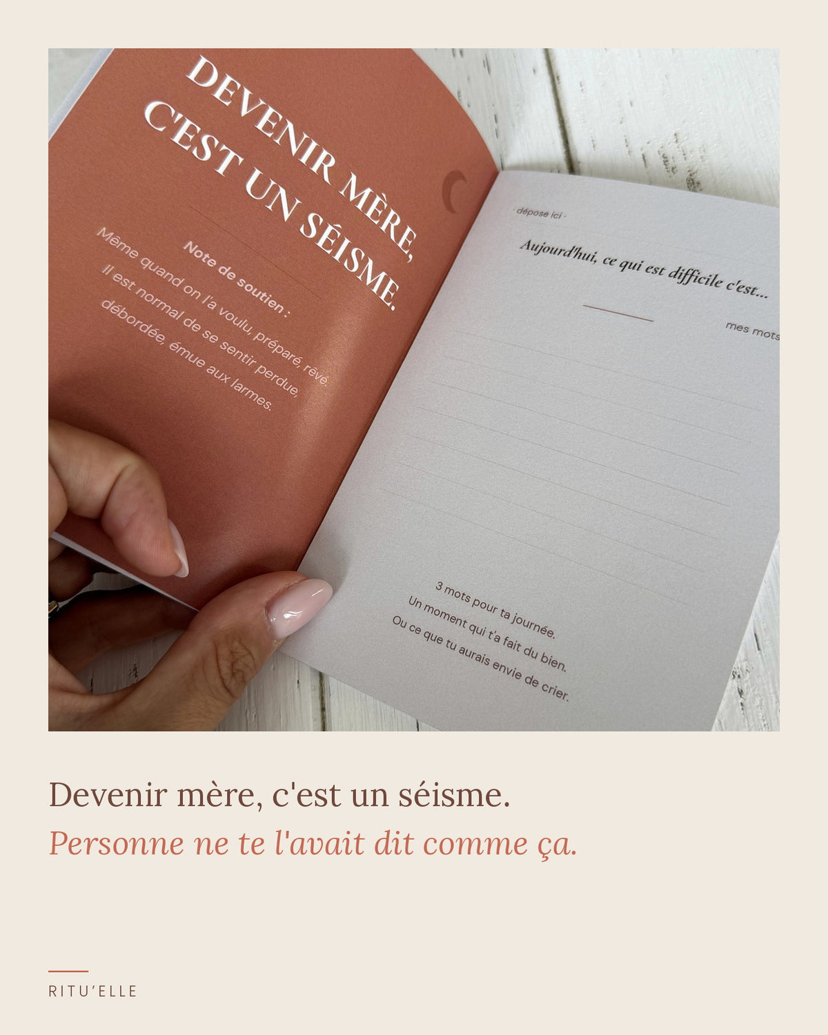 Page du carnet Ritu'elle : devenir mère, c'est un séisme